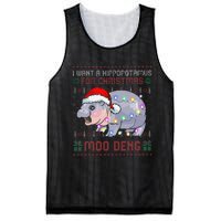 I Want A Hippopotamus For Christmas Moo Deng Baby Hippo Xmas Mesh Reversible Basketball Jersey Tank