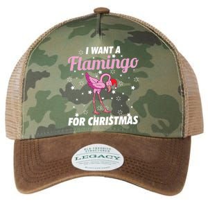 I Want A Flamingo For Christmas Funny Family Christmas Gift Legacy Tie Dye Trucker Hat