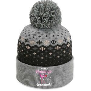 I Want A Flamingo For Christmas Funny Family Christmas Gift The Baniff Cuffed Pom Beanie