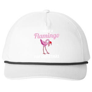 I Want A Flamingo For Christmas Funny Family Christmas Gift Snapback Five-Panel Rope Hat