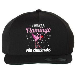 I Want A Flamingo For Christmas Funny Family Christmas Gift Wool Snapback Cap