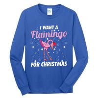 I Want A Flamingo For Christmas Funny Family Christmas Gift Tall Long Sleeve T-Shirt