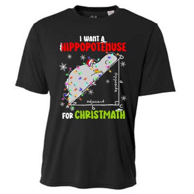 I Want A Hippopotamus For Christmas Xmas Hippo Math Teacher Cooling Performance Crew T-Shirt