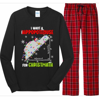 I Want A Hippopotamus For Christmas Xmas Hippo Math Teacher Long Sleeve Pajama Set