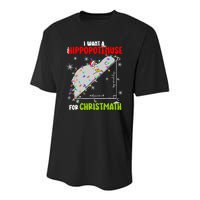 I Want A Hippopotamus For Christmas Xmas Hippo Math Teacher Youth Performance Sprint T-Shirt