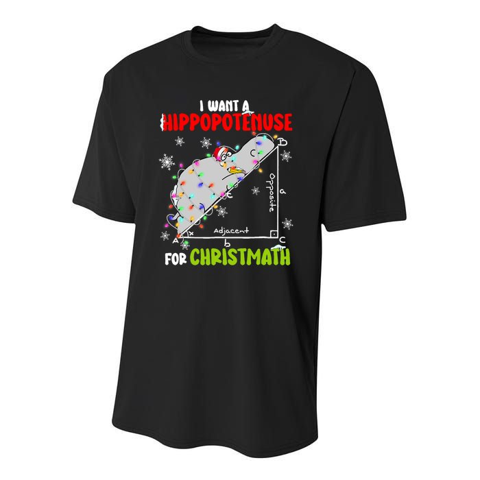 I Want A Hippopotamus For Christmas Xmas Hippo Math Teacher Youth Performance Sprint T-Shirt