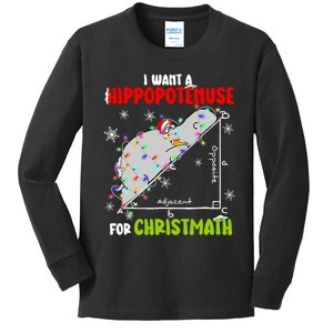 I Want A Hippopotamus For Christmas Xmas Hippo Math Teacher Kids Long Sleeve Shirt