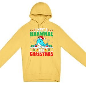 I Want A Narwhal For Christmas Narwhal Lover Santa Xmas Premium Pullover Hoodie