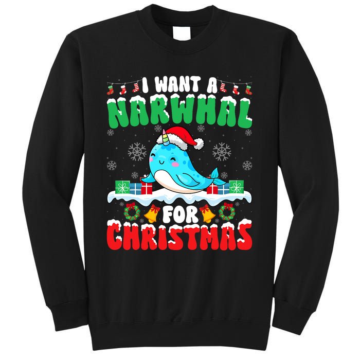 I Want A Narwhal For Christmas Narwhal Lover Santa Xmas Sweatshirt