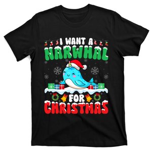 I Want A Narwhal For Christmas Narwhal Lover Santa Xmas T-Shirt