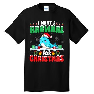 I Want A Narwhal For Christmas Narwhal Lover Santa Xmas Tall T-Shirt