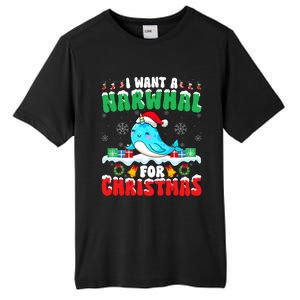 I Want A Narwhal For Christmas Narwhal Lover Santa Xmas Tall Fusion ChromaSoft Performance T-Shirt