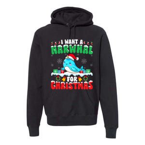 I Want A Narwhal For Christmas Narwhal Lover Santa Xmas Premium Hoodie