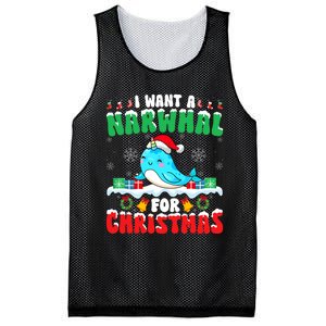 I Want A Narwhal For Christmas Narwhal Lover Santa Xmas Mesh Reversible Basketball Jersey Tank