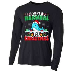 I Want A Narwhal For Christmas Narwhal Lover Santa Xmas Cooling Performance Long Sleeve Crew