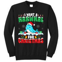 I Want A Narwhal For Christmas Narwhal Lover Santa Xmas Tall Sweatshirt