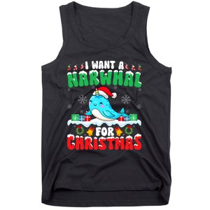 I Want A Narwhal For Christmas Narwhal Lover Santa Xmas Tank Top