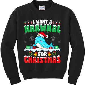 I Want A Narwhal For Christmas Narwhal Lover Santa Xmas Kids Sweatshirt