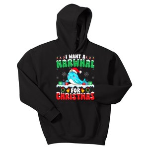 I Want A Narwhal For Christmas Narwhal Lover Santa Xmas Kids Hoodie