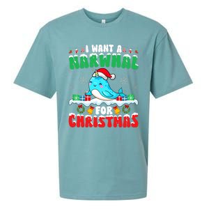 I Want A Narwhal For Christmas Narwhal Lover Santa Xmas Sueded Cloud Jersey T-Shirt