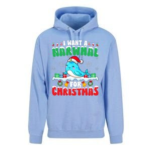 I Want A Narwhal For Christmas Narwhal Lover Santa Xmas Unisex Surf Hoodie