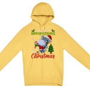 I Want A Hippopotamus For Christmas Hippo Candy Santa  Premium Pullover Hoodie