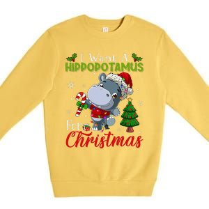 I Want A Hippopotamus For Christmas Hippo Candy Santa  Premium Crewneck Sweatshirt