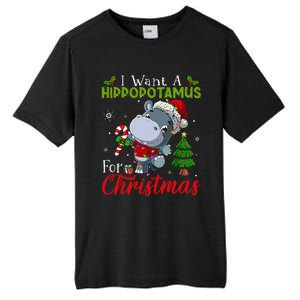 I Want A Hippopotamus For Christmas Hippo Candy Santa  Tall Fusion ChromaSoft Performance T-Shirt