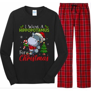 I Want A Hippopotamus For Christmas Hippo Candy Santa  Long Sleeve Pajama Set