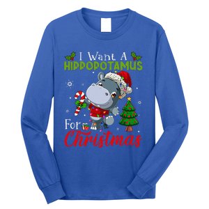 I Want A Hippopotamus For Christmas Hippo Candy Santa  Long Sleeve Shirt