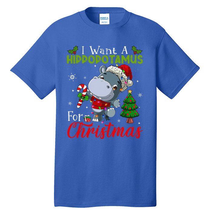 I Want A Hippopotamus For Christmas Hippo Candy Santa  Tall T-Shirt