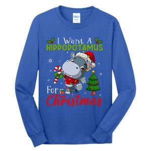 I Want A Hippopotamus For Christmas Hippo Candy Santa  Tall Long Sleeve T-Shirt