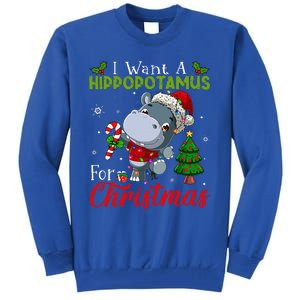 I Want A Hippopotamus For Christmas Hippo Candy Santa  Tall Sweatshirt