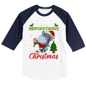 I Want A Hippopotamus For Christmas Hippo Candy Santa  Baseball Sleeve Shirt