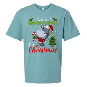 I Want A Hippopotamus For Christmas Hippo Candy Santa  Sueded Cloud Jersey T-Shirt