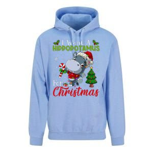 I Want A Hippopotamus For Christmas Hippo Candy Santa  Unisex Surf Hoodie