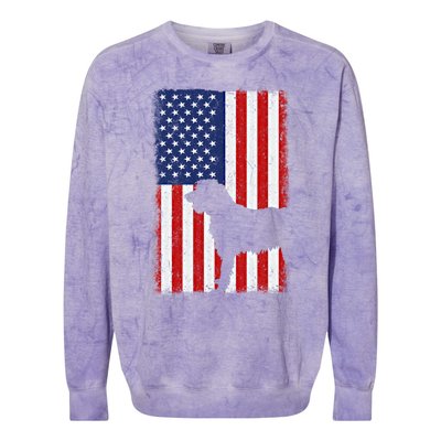 Irish Wolfhound American Flag Usa Patriotic Dog Gift Cute Gift Colorblast Crewneck Sweatshirt