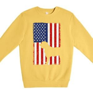 Irish Wolfhound American Flag Usa Patriotic Dog Gift Cute Gift Premium Crewneck Sweatshirt