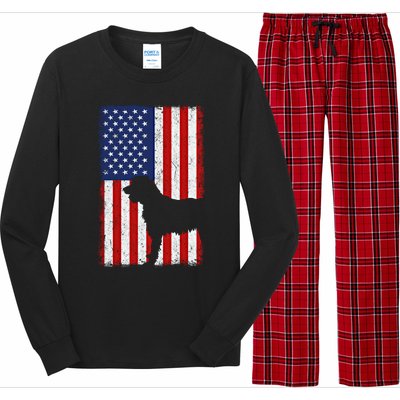 Irish Wolfhound American Flag Usa Patriotic Dog Gift Cute Gift Long Sleeve Pajama Set