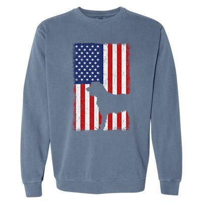 Irish Wolfhound American Flag Usa Patriotic Dog Gift Cute Gift Garment-Dyed Sweatshirt