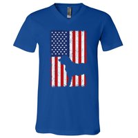 Irish Wolfhound American Flag Usa Patriotic Dog Gift Cute Gift V-Neck T-Shirt