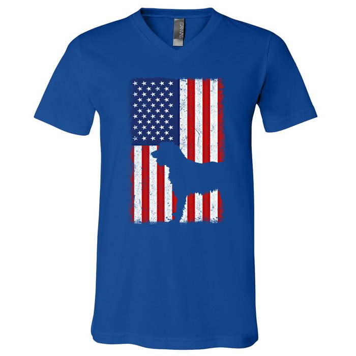 Irish Wolfhound American Flag Usa Patriotic Dog Gift Cute Gift V-Neck T-Shirt