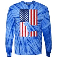 Irish Wolfhound American Flag Usa Patriotic Dog Gift Cute Gift Tie-Dye Long Sleeve Shirt