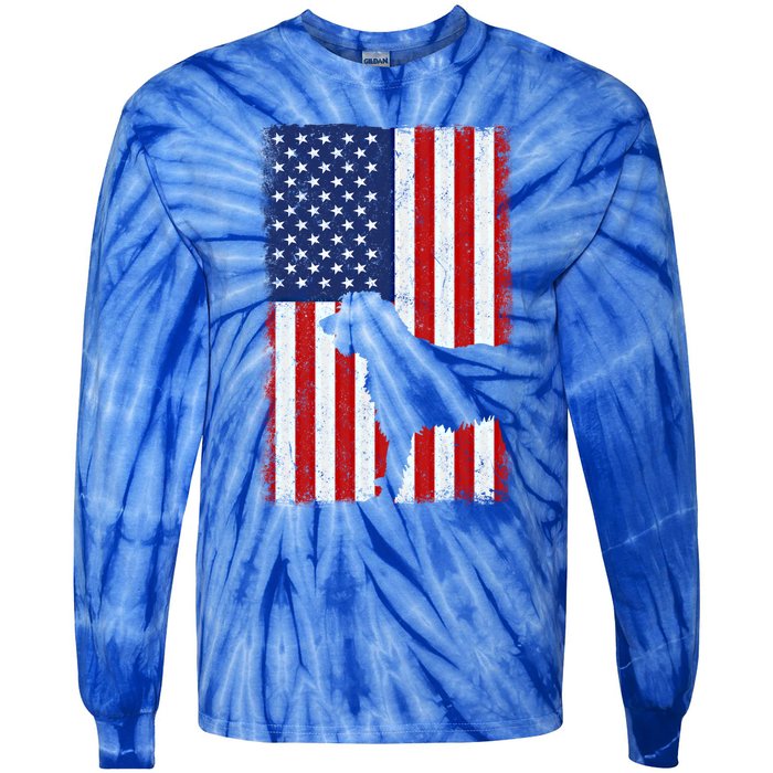 Irish Wolfhound American Flag Usa Patriotic Dog Gift Cute Gift Tie-Dye Long Sleeve Shirt