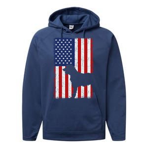 Irish Wolfhound American Flag Usa Patriotic Dog Gift Cute Gift Performance Fleece Hoodie