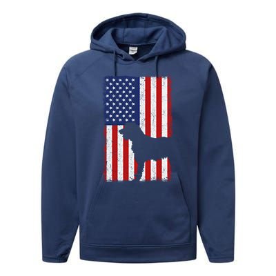 Irish Wolfhound American Flag Usa Patriotic Dog Gift Cute Gift Performance Fleece Hoodie