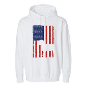 Irish Wolfhound American Flag Usa Patriotic Dog Gift Cute Gift Garment-Dyed Fleece Hoodie