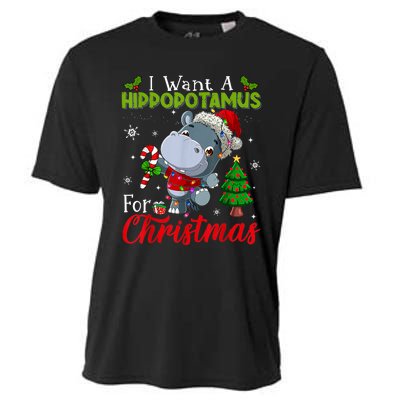 I Want A Hippopotamus For Christmas Xmas Pajama Hippo Lover Cooling Performance Crew T-Shirt