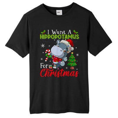 I Want A Hippopotamus For Christmas Xmas Pajama Hippo Lover Tall Fusion ChromaSoft Performance T-Shirt