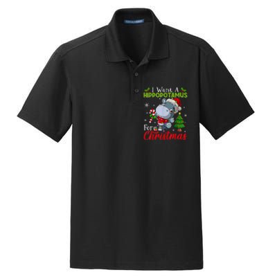 I Want A Hippopotamus For Christmas Xmas Pajama Hippo Lover Dry Zone Grid Polo